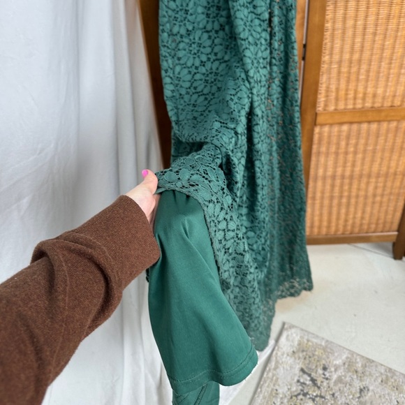 Baltic Born Venice Lace Maxi wedding guest dress in green floral lace appliqué - Picture 5 of 8